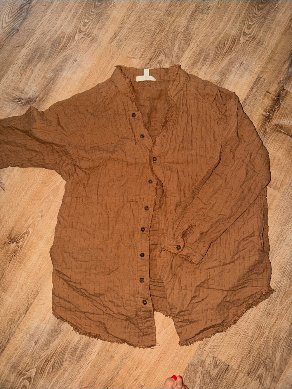 Crinkled Button-Up Shirt Jacket